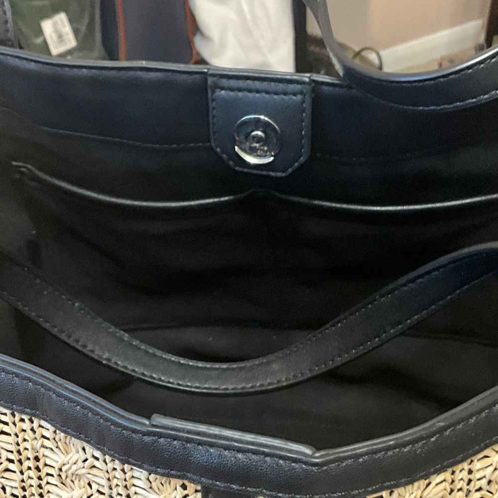 Calvin Klein Black Trim Woven Straw Tote - Picture 8 of 10